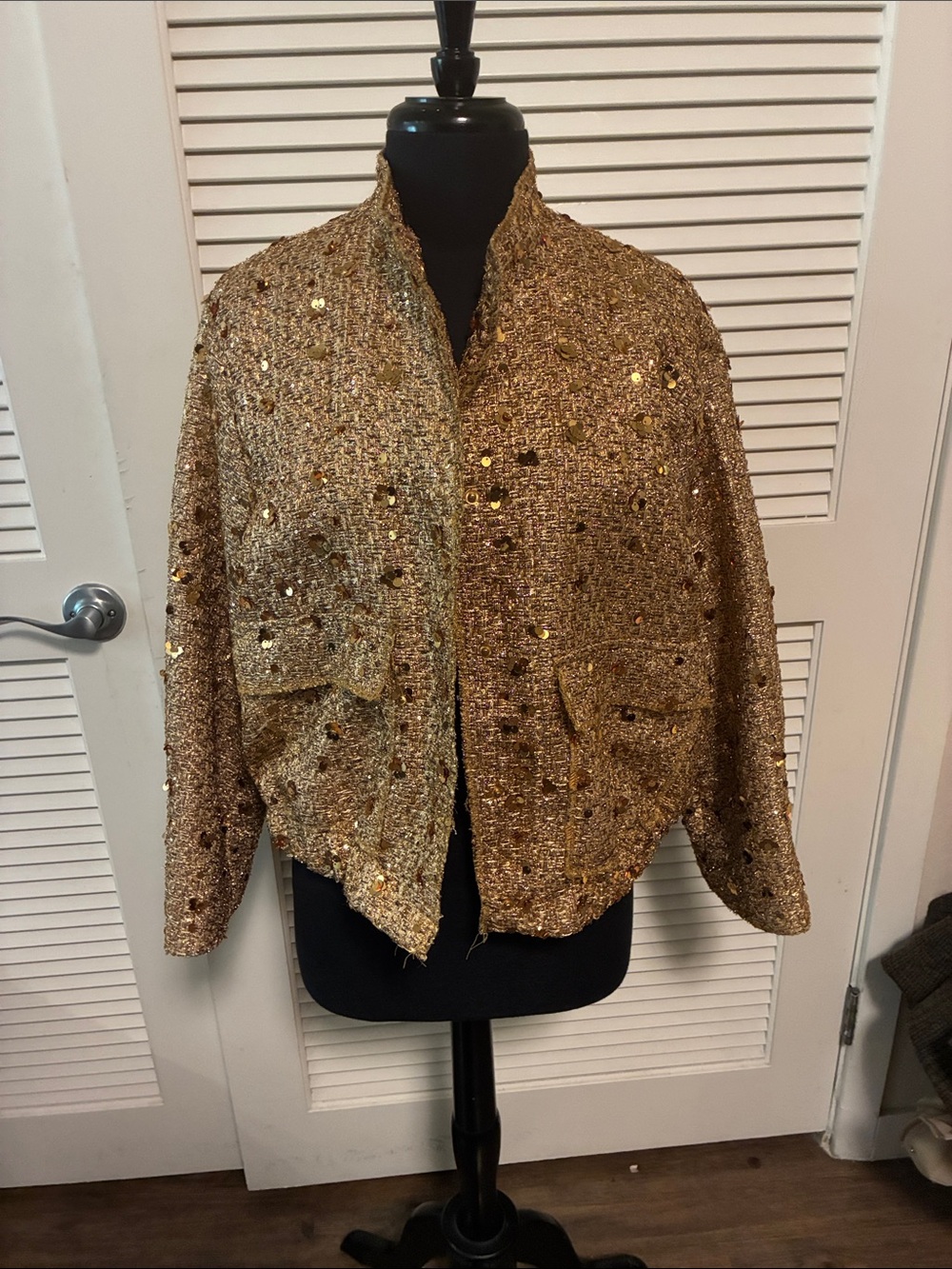 Gold Sequin Women's Blazer Jacket - Sparkling Evening Layer